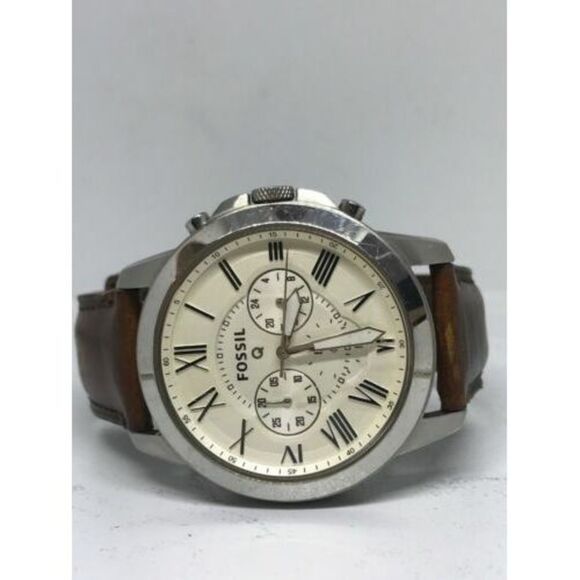 Fossil Q NDW1 Smartwatch Roman Numerals Brown Leather Band 44mm Tracker C191 - Picture 3 of 9